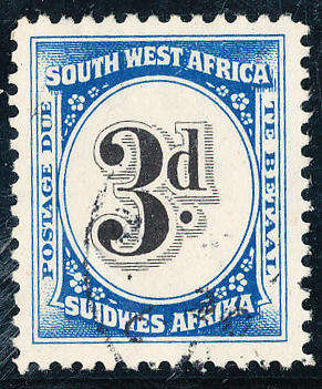 South West Africa - 1931 - 3d blue & black fine used . SACC D 49 .