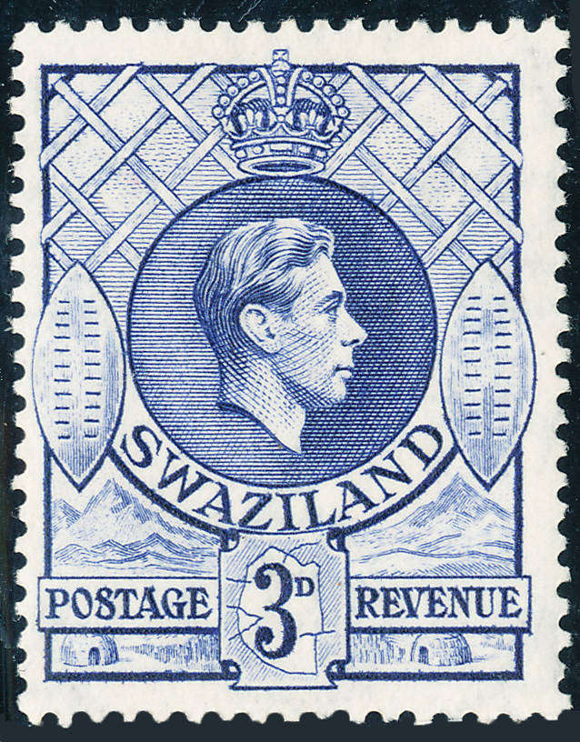 Swaziland - 1938- 54 - Geo VI - 3d ultra perf 13½x13 fine mint . SG 32 .