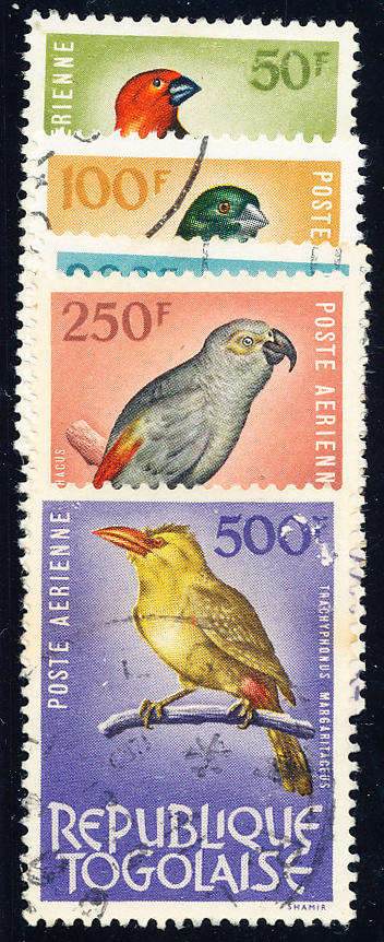 Togo - Birds - Air - set of 5 fine used odd tone spot . SG 361-365 .