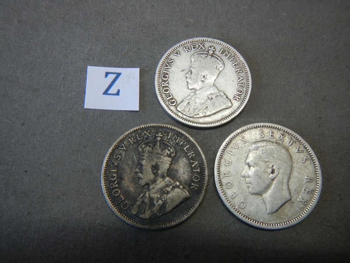 80 % SILVER -  3  ONE SHILLINGS - SA UNION - 1923-1950