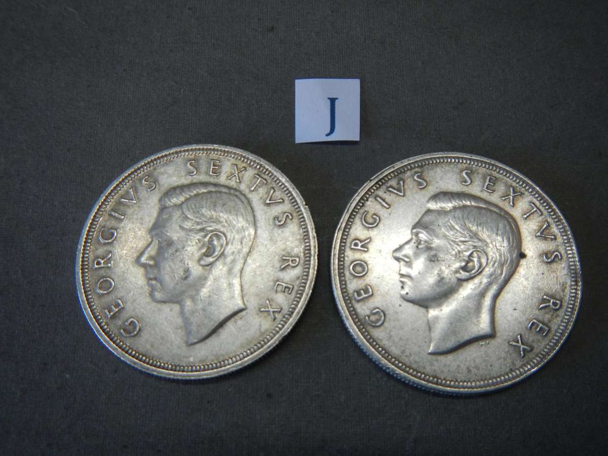 2x 1948 SILVER 5 SHILLING COIN - UNION OF SOUTH AFRICA (bid as a lot)