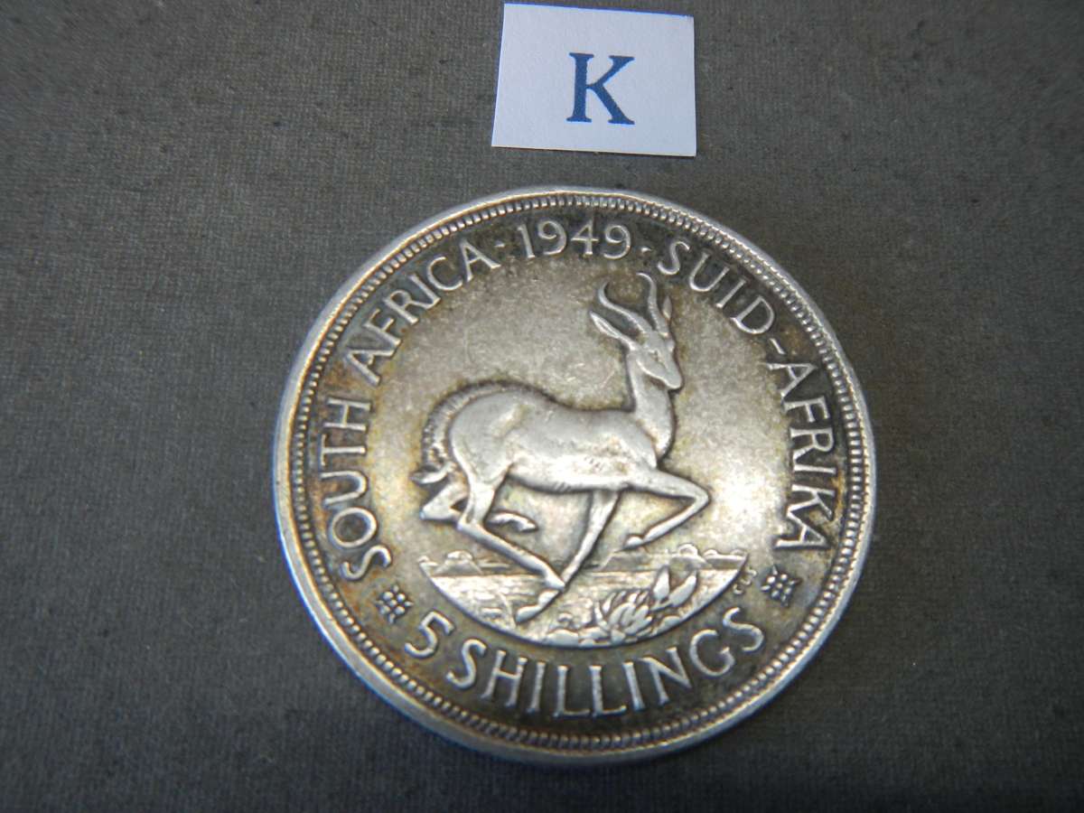 1949 SILVER 5 SHILLING COIN - UNION OF SOUTH AFRICA