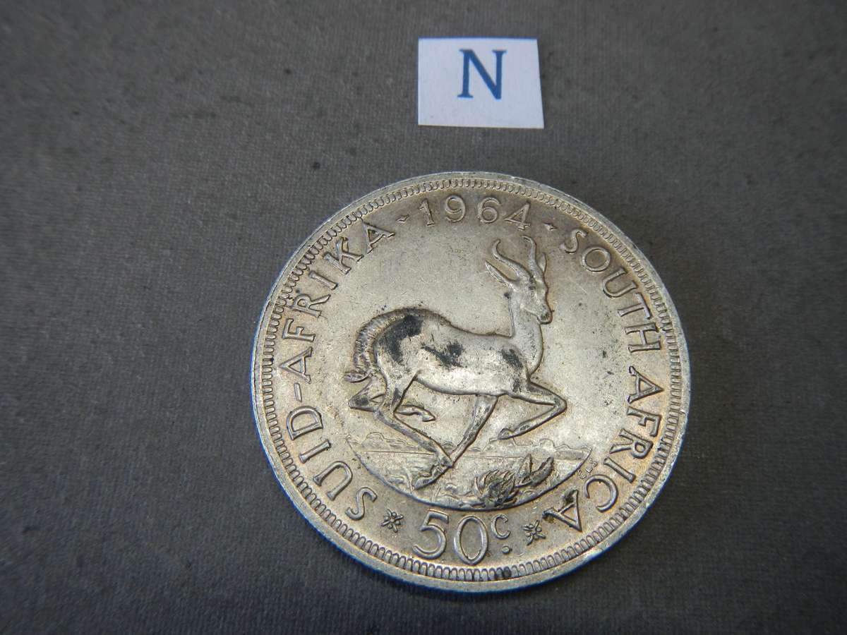 SOUTH AFRICAN 1964 SILVER 50 CENTS COIN