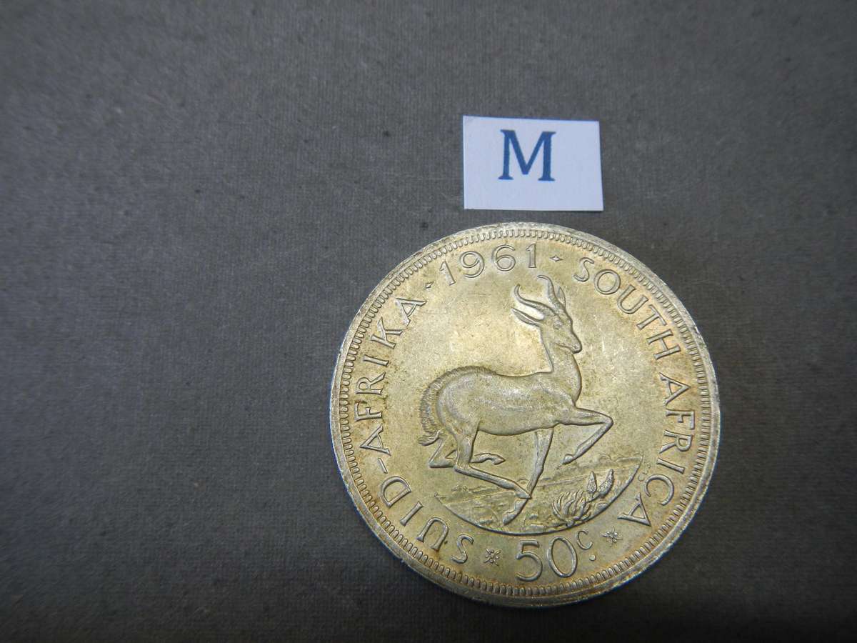 SOUTH AFRICAN 1961 SILVER 50 CENTS COIN