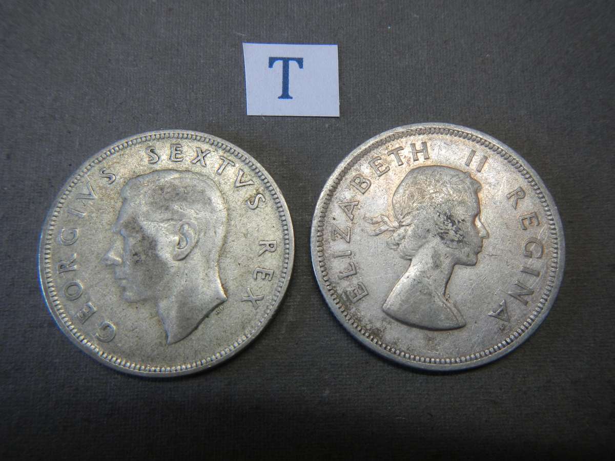 50 % SILVER -  2  TWO AND A HALF SHILLINGS - SA UNION - 1951-1960