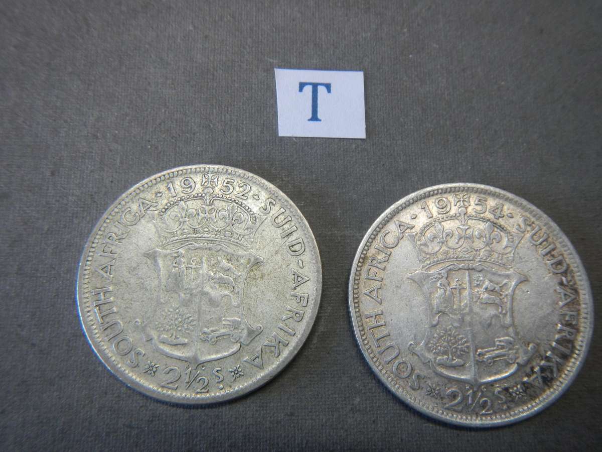 50 % SILVER -  2  TWO AND A HALF SHILLINGS - SA UNION - 1951-1960