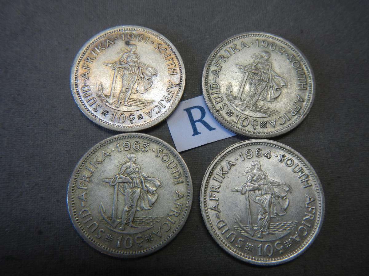 SILVER -  4  TEN CENTS -  1961/1962/1963/1964