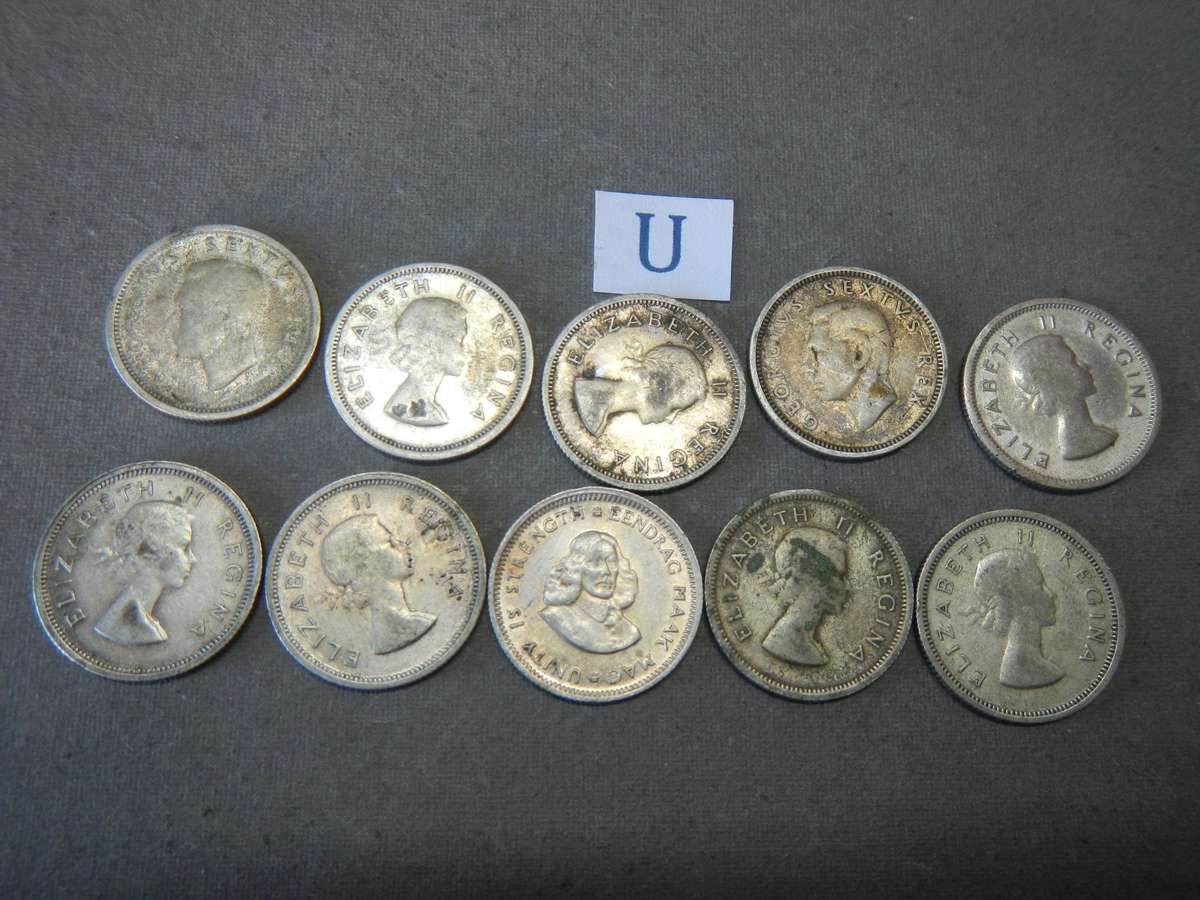 50 % SILVER - 10  SIXPENCE - SA UNION - 1951-1960