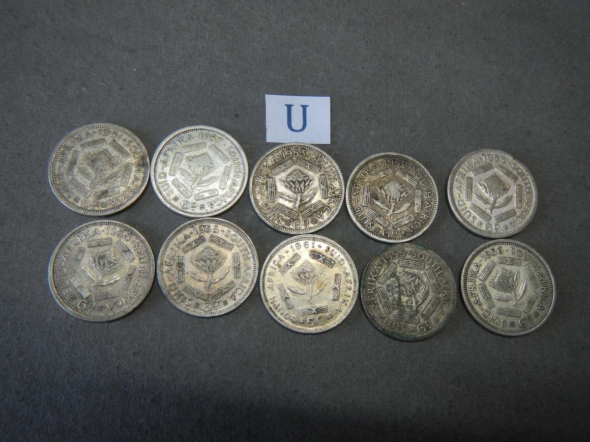 50 % SILVER - 10  SIXPENCE - SA UNION - 1951-1960