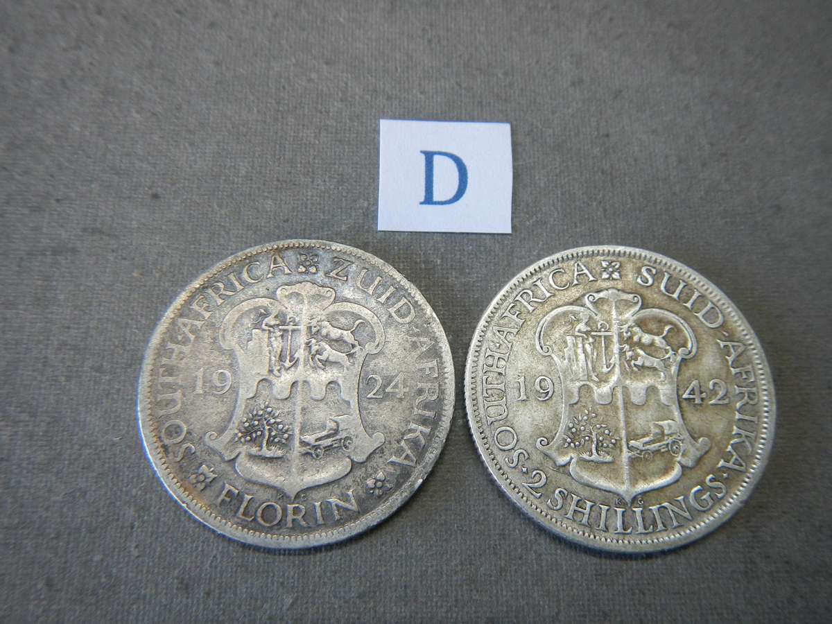 80 % SILVER -  2  TWO SHILLINGS - SA UNION - 1923-1950