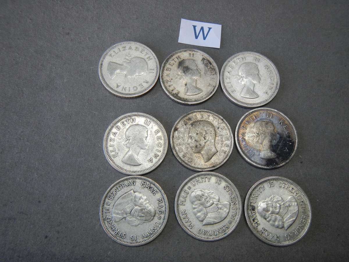 50 % SILVER -  9  ONE SHILLINGS - SA UNION - 1950-1964