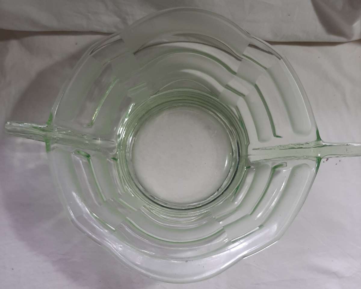 URANIUM GLASS ART DECO FRUIT BOWL