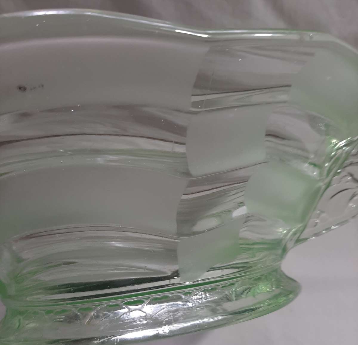 URANIUM GLASS ART DECO FRUIT BOWL