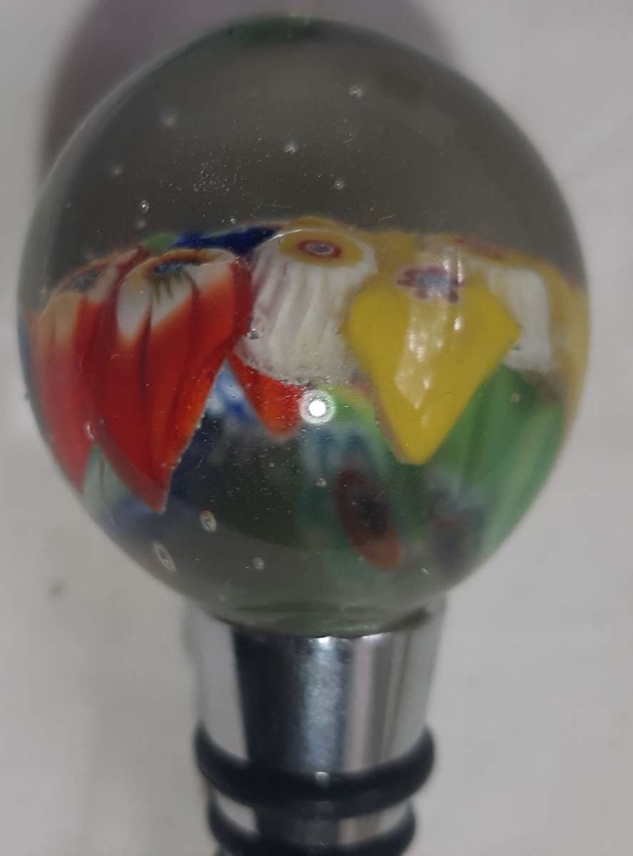 MURANO MILLEFIORI GLASS BALL WINE BOTTLE STOPPER