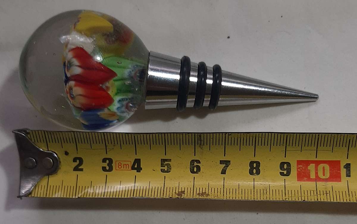 MURANO MILLEFIORI GLASS BALL WINE BOTTLE STOPPER