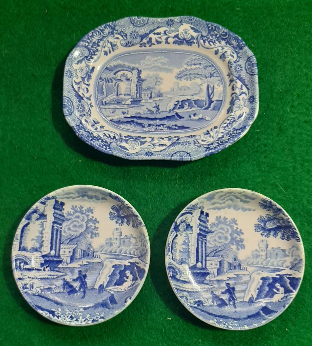 THREE SPODE MINIATURE PLATES