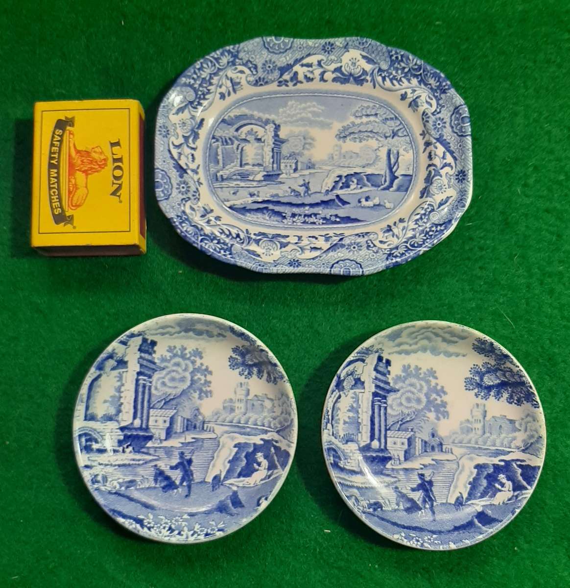 THREE SPODE MINIATURE PLATES