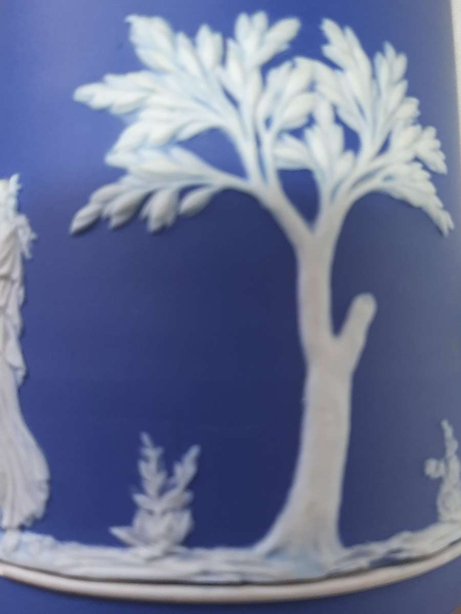 ANTIQUE DARK BLUE WEDGWOOD JASPERWARE JUG