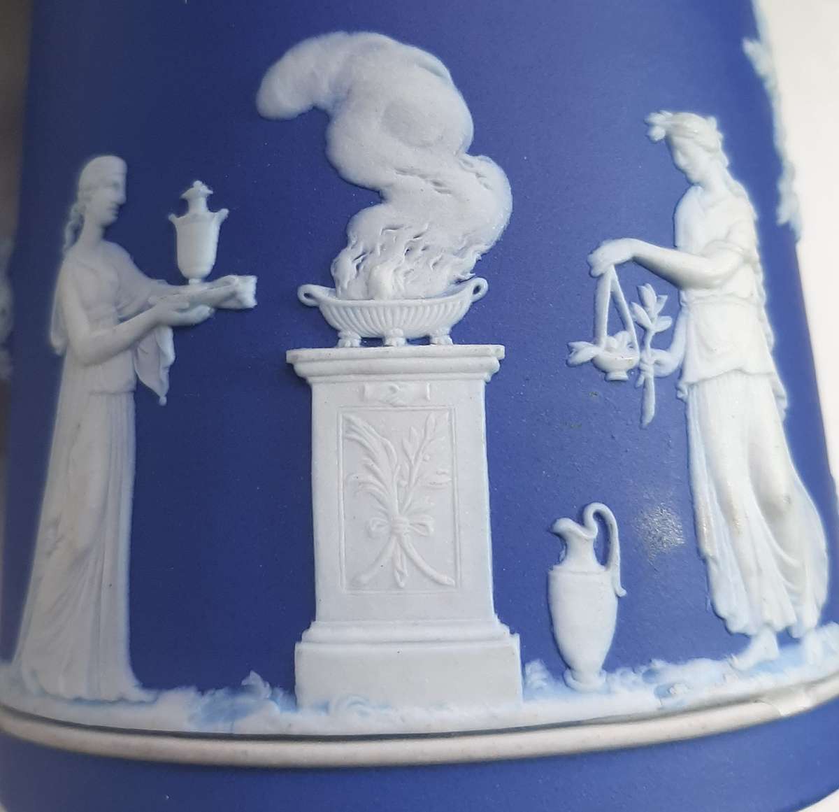 ANTIQUE DARK BLUE WEDGWOOD JASPERWARE JUG