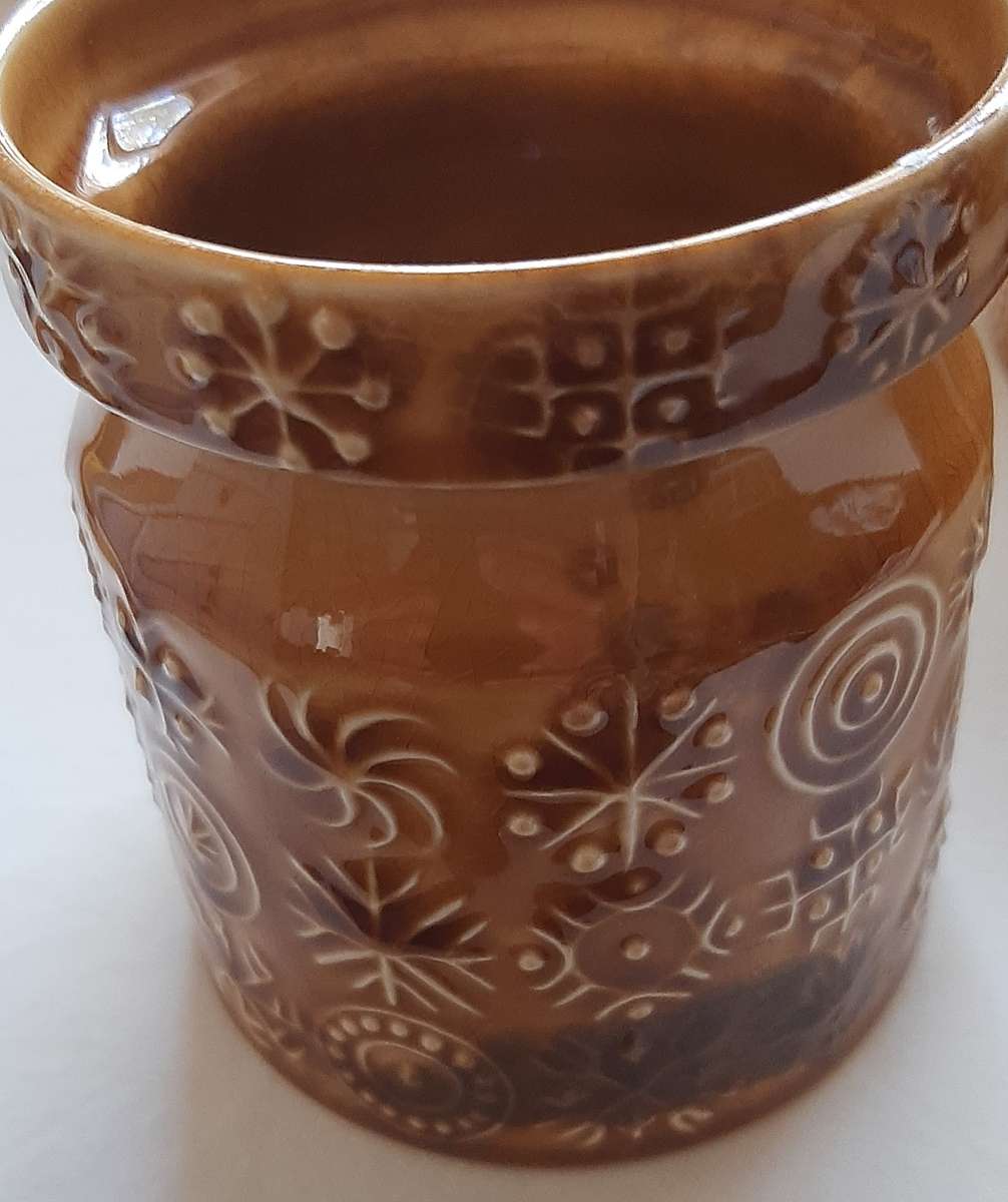 SET OF FIVE TOTEM PATTER PORTMEIRION STORAGE JARS