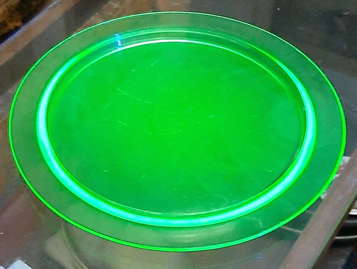 URANIUM GLASS ART DECO TRAY/PLATTER