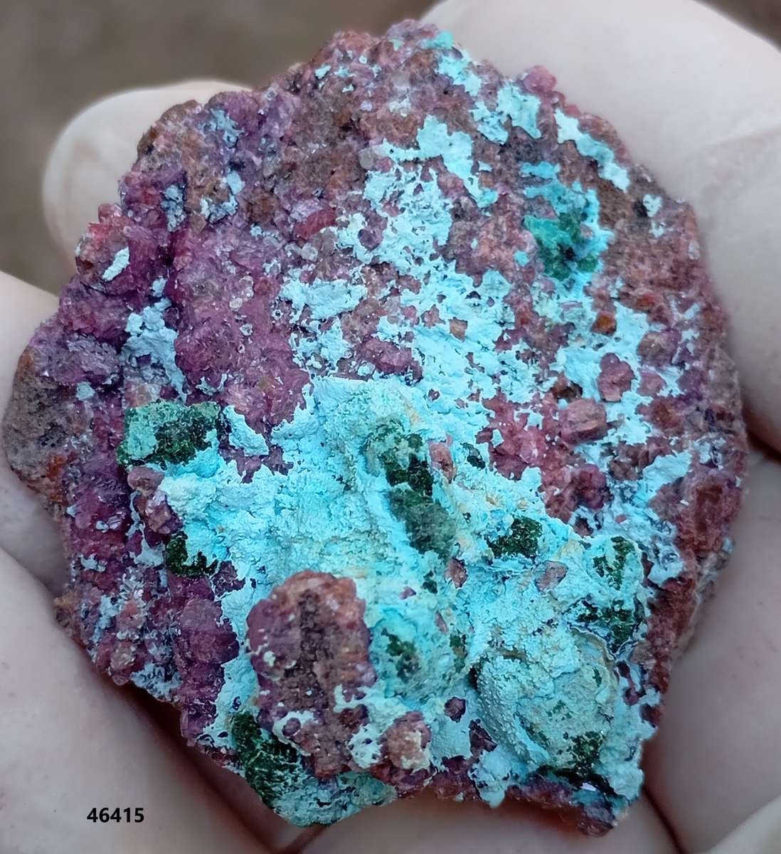 Cobaltoan calcite chrysocolla malachite quartz - Kakanda deposit DRC Congo