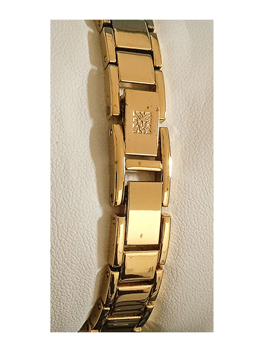 Anne Klein Ladies Genuine Diamond Dial Bracelet Watch Black Gold