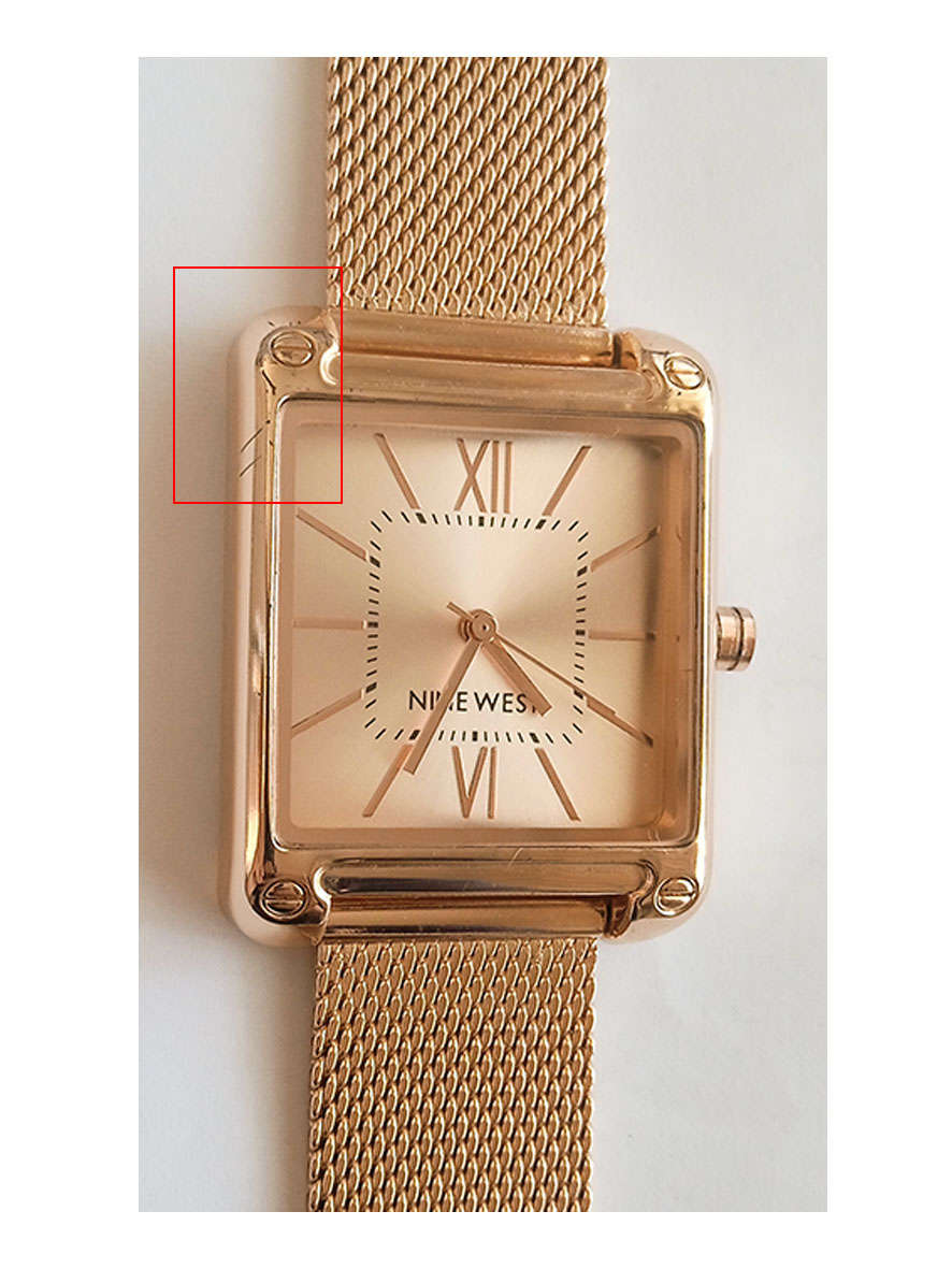 Nine West Womens Rectangle Face Mesh Bracelet Watch Rose Gold