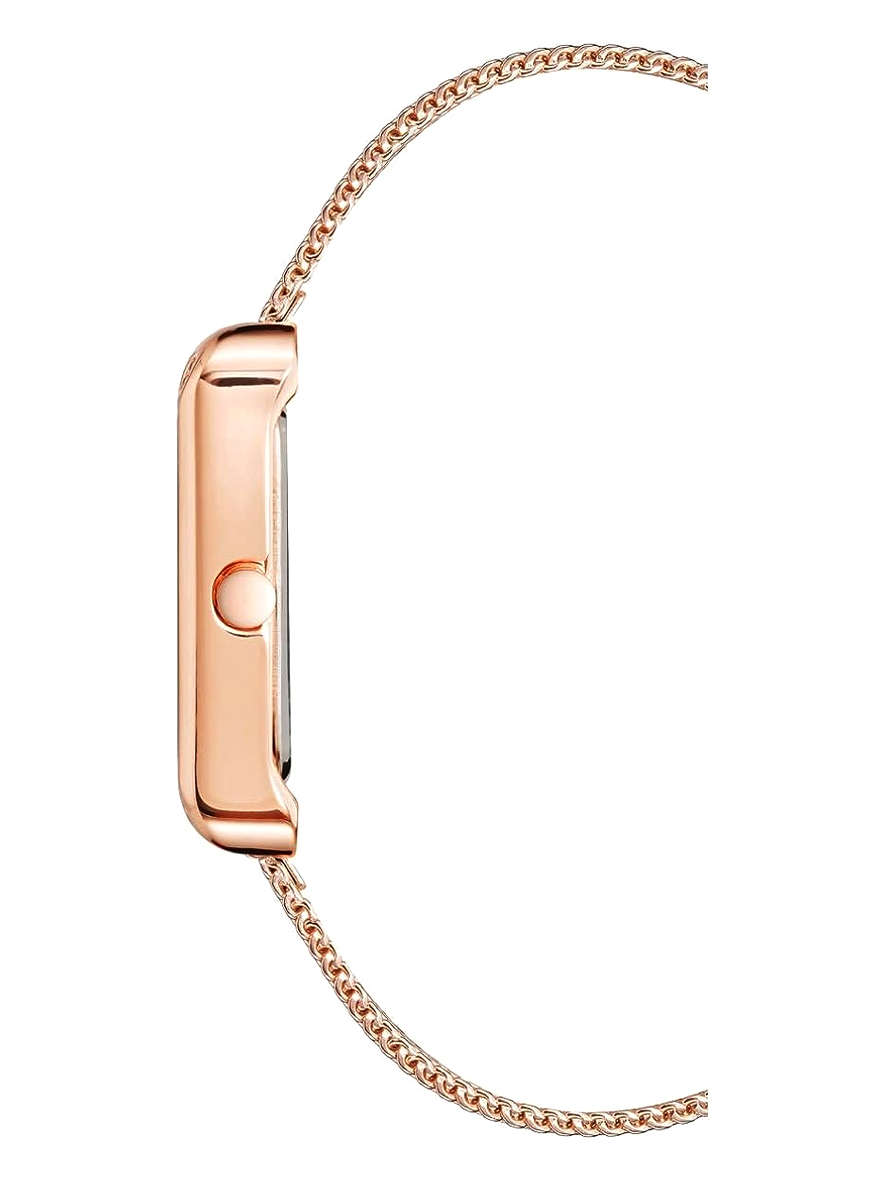 Nine West Womens Rectangle Face Mesh Bracelet Watch Rose Gold