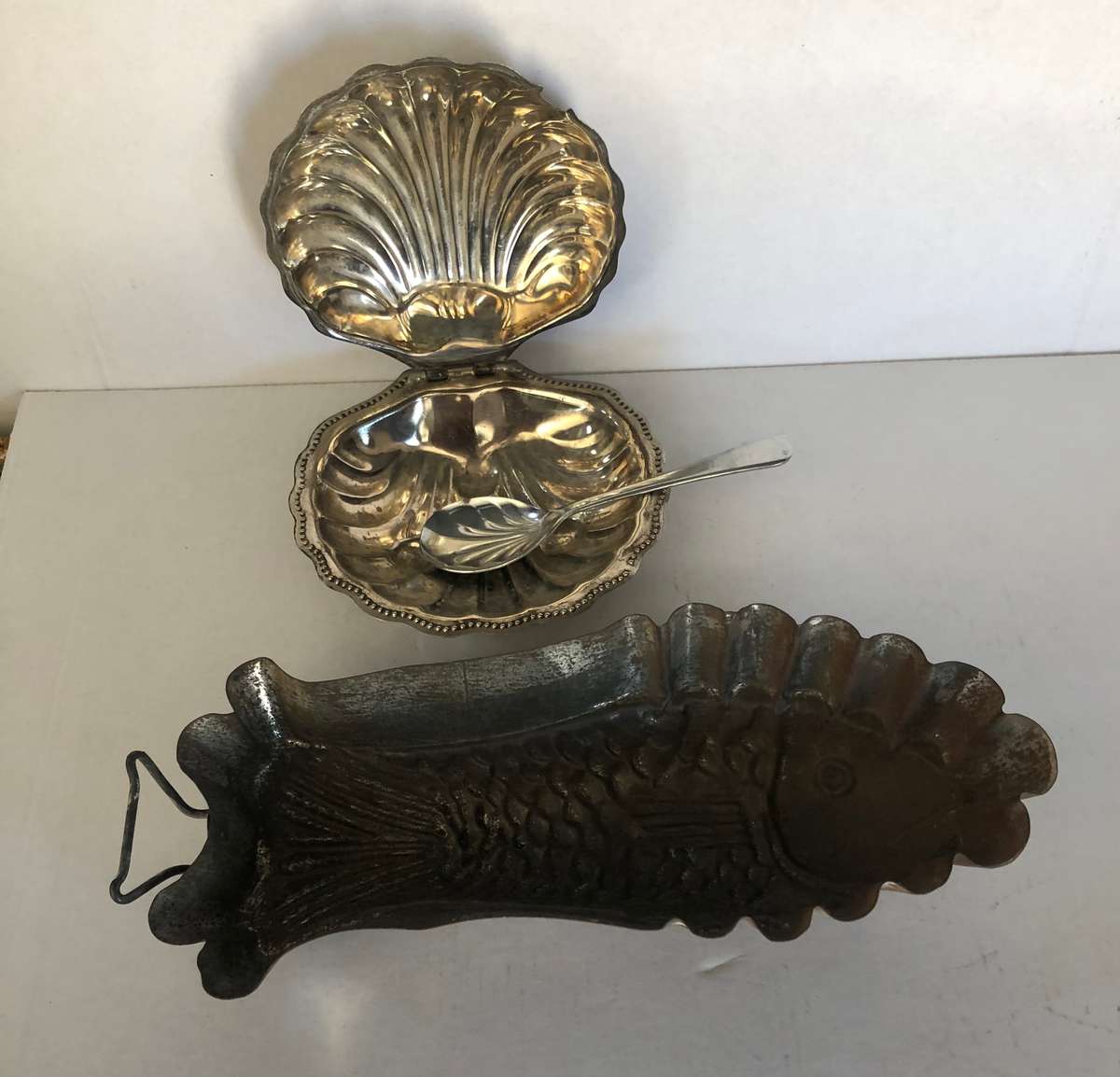 Metal Kitchen Molds - Shell Dish and Teaspoon and Fish Mould