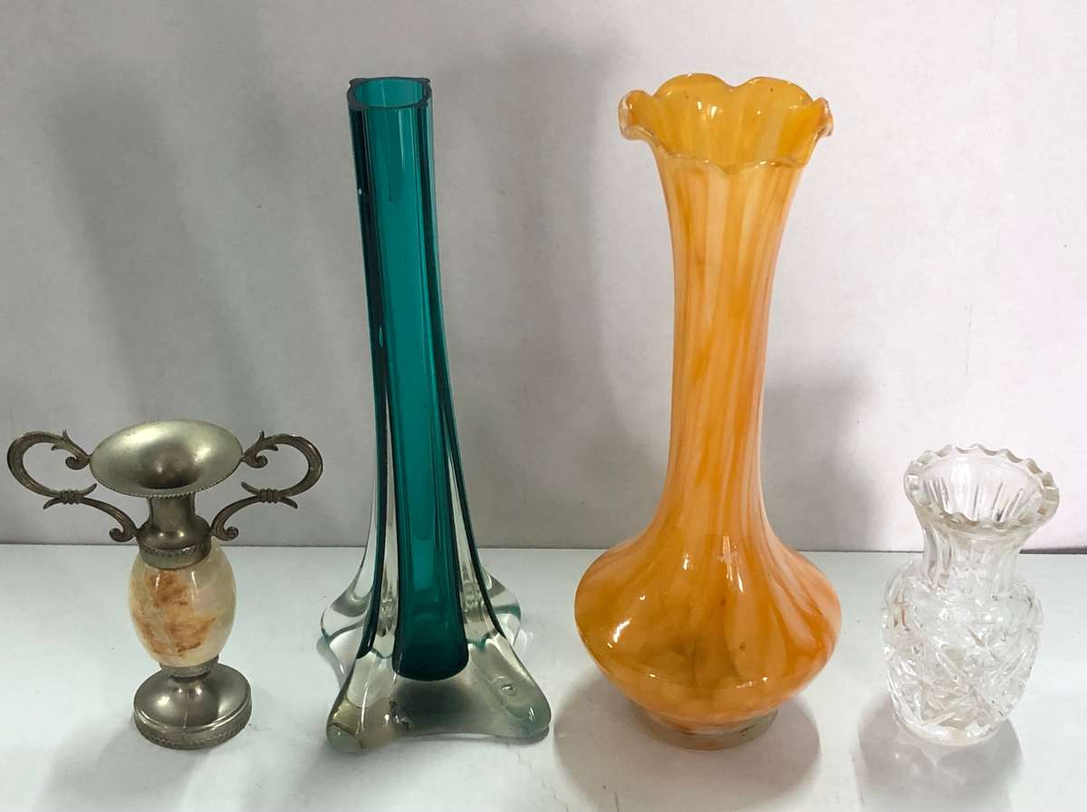 4 Lovely Flower Vases Assorted Glass