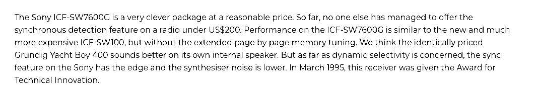 SONY ICF-SW7600G RADIO