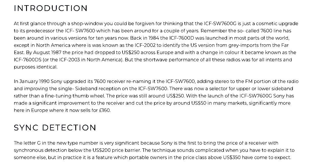 SONY ICF-SW7600G RADIO