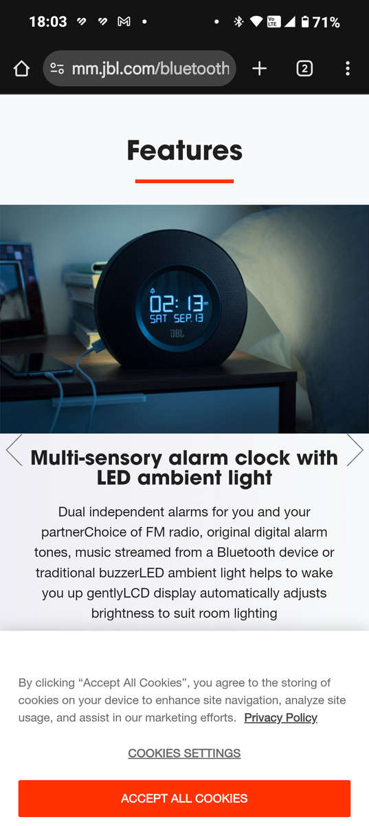 JBL HORIZON BLUETOOTH CLOCK RADIO