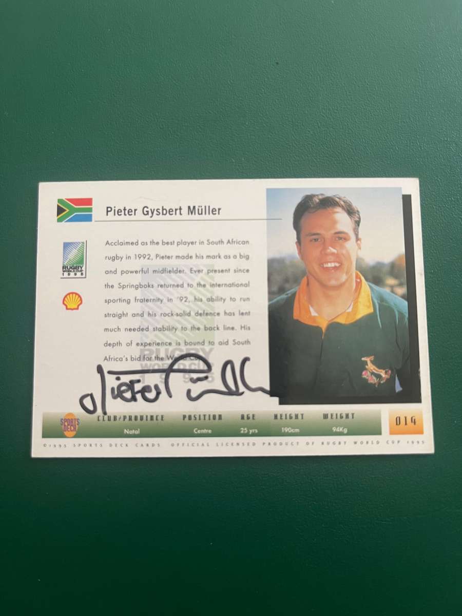 Rugby Card - *SIGNED* Pieter Muller 1995 Sports Deck Rugby Card