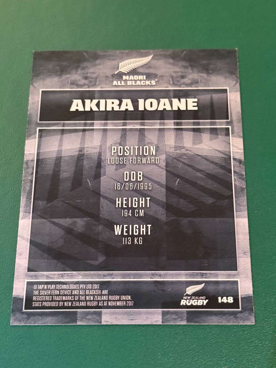 Rugby Card - *SIGNED* Akira Ioane 2017 NZ Tap and Play Rugby Card