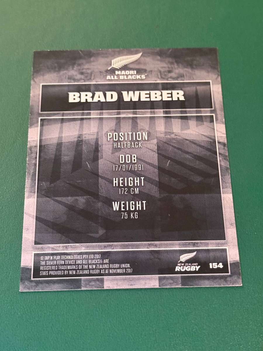 Rugby Card - *SIGNED* Brad Webber 2017 NZ Tap and Play Rugby Card