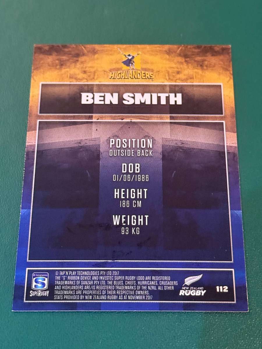 Rugby Card - *SIGNED* Ben Smith 2017 NZ Tap and Play Rugby Card