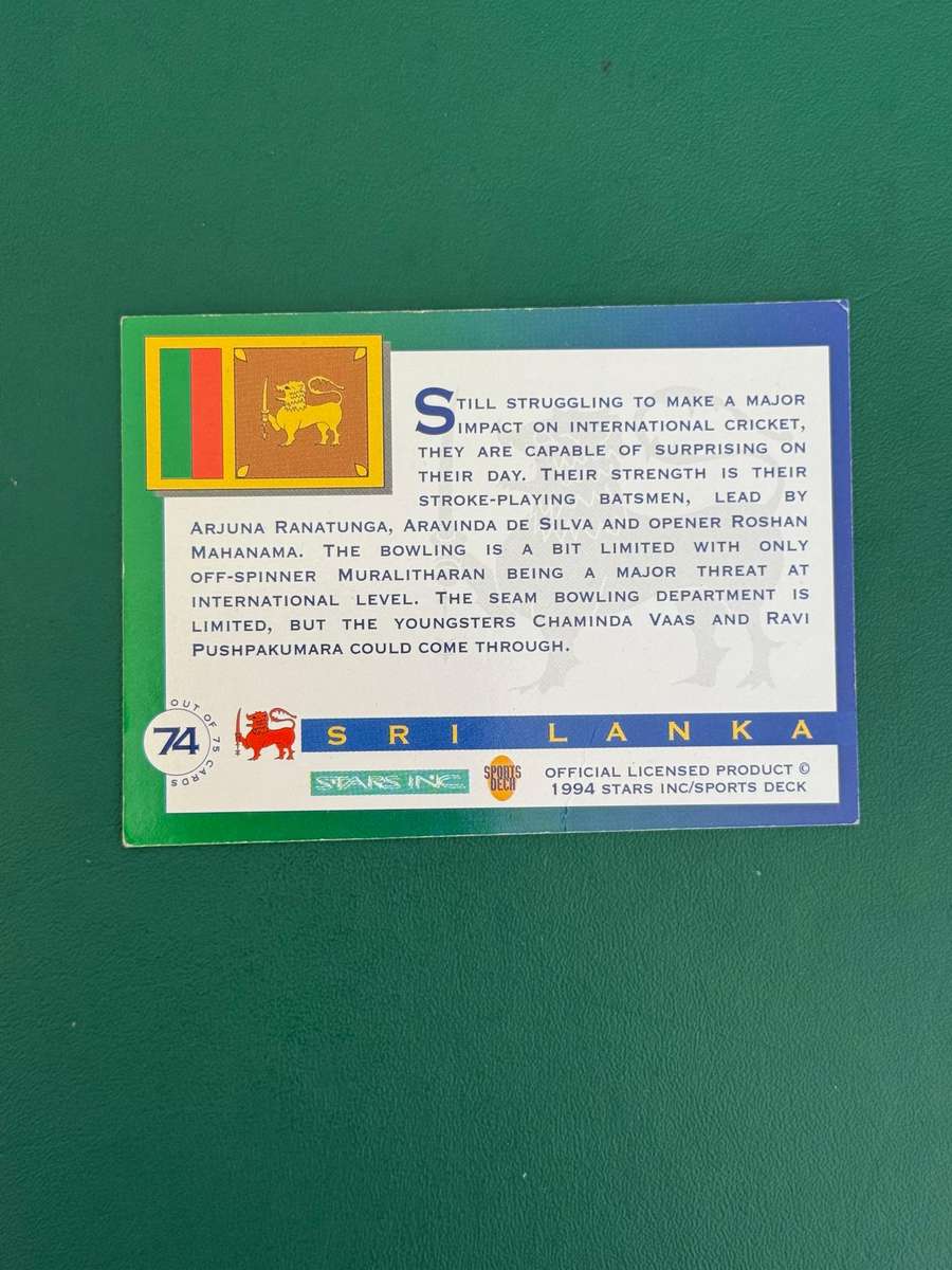 Cricket Card - Sri Lanka 1994 Sports Deck Cricket Card
