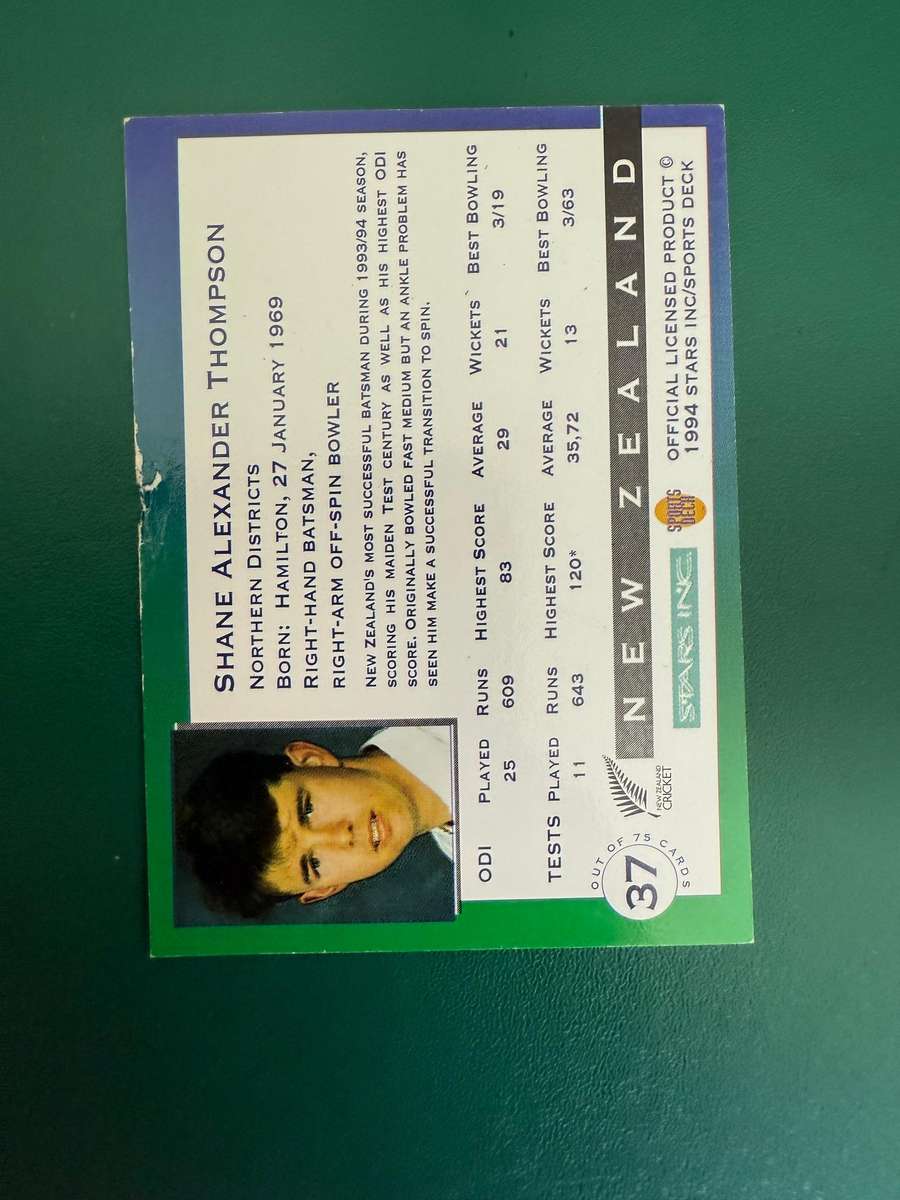 Cricket Card -  Shame Thompson 1994 Sports Deck Cricket Card