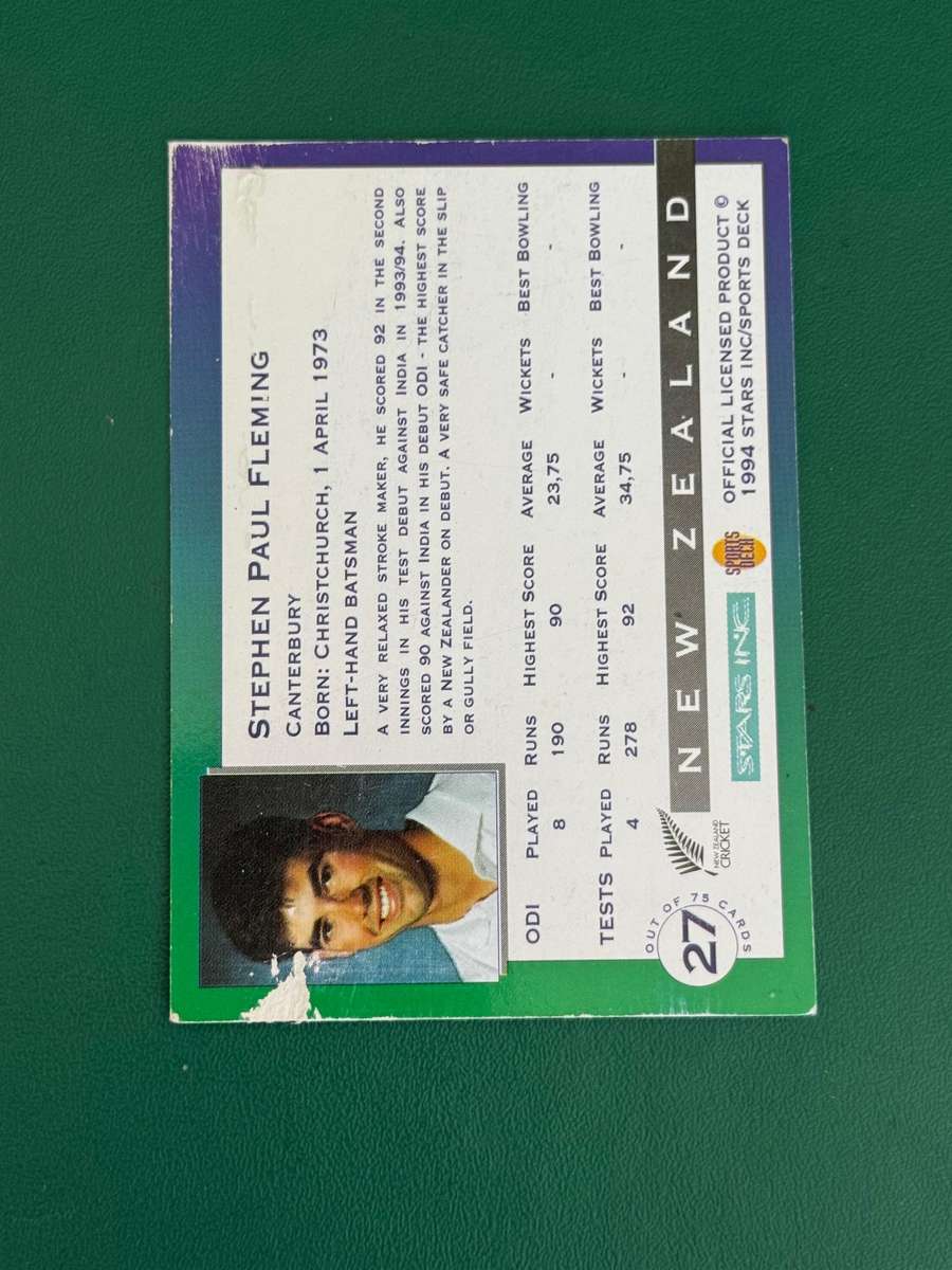 Cricket Card - Stephen Fleming 1994 Sports Deck Cricket Card