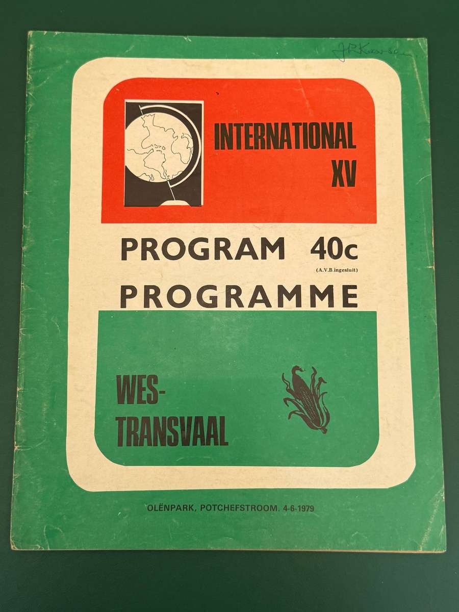Rugby Programme - *TOUR* Western-Transvaal vs International XV 04/06/1979