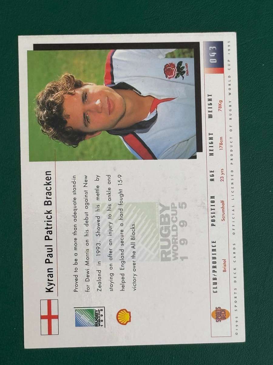 Rugby Card - *SIGNED* England Kyran Bracken Sports Deck Rugby Card