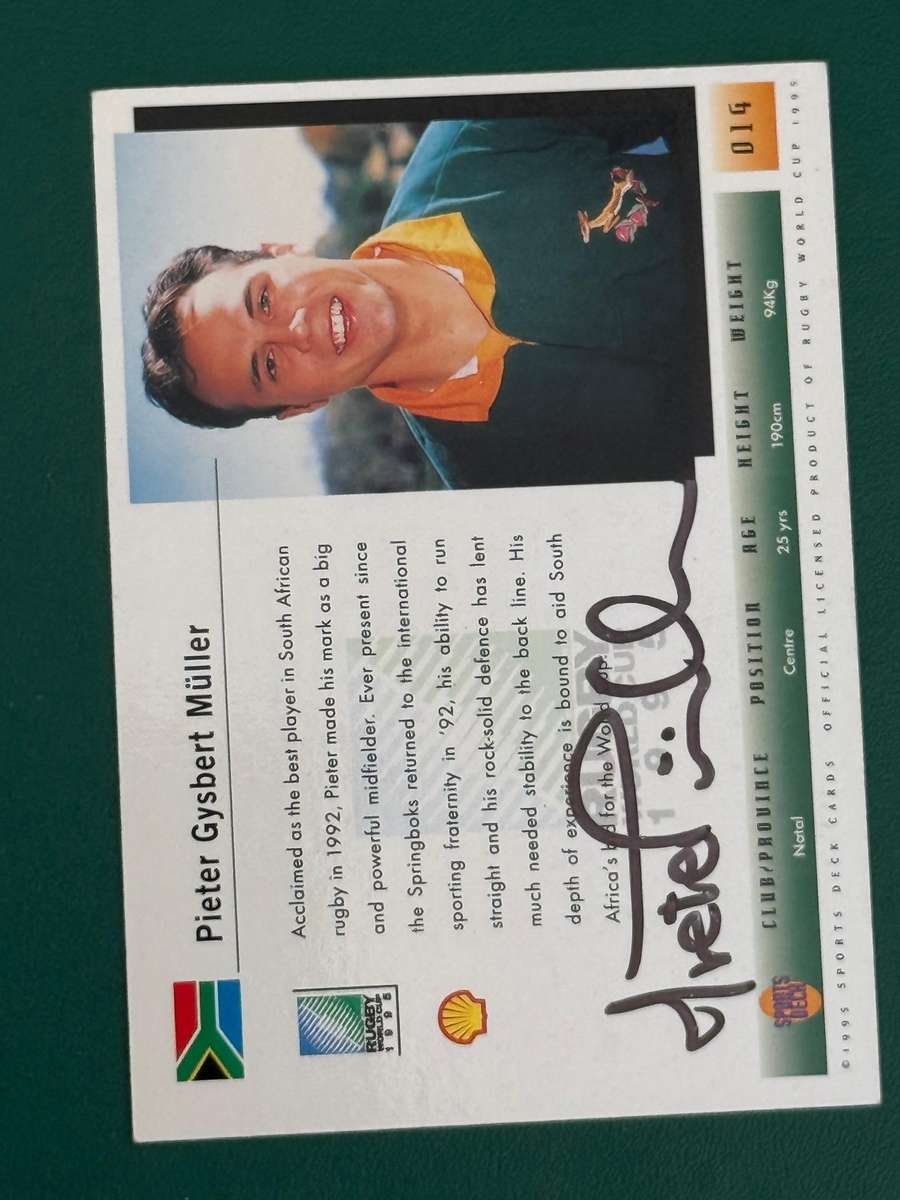 Rugby Card - *SIGNED* South-Africa Pieter Muller Sports Deck Rugby Card