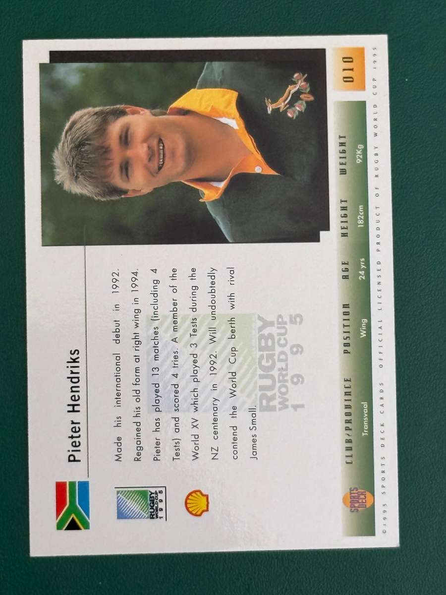 Rugby Card - *SIGNED* South-Africa Pieter Hendriks Sports Deck Rugby Card