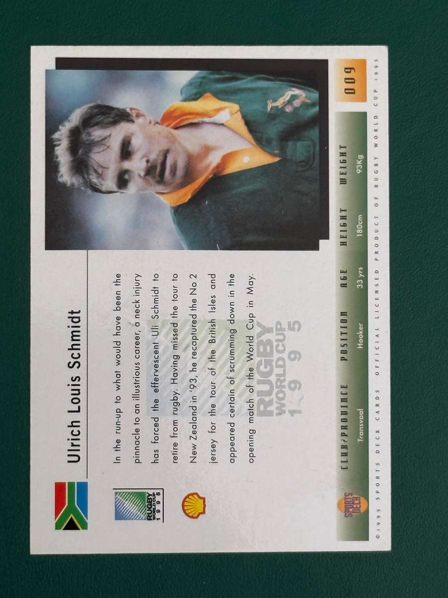Rugby Card - *SIGNED* South-Africa Uli Schmidt Sports Deck Rugby Card