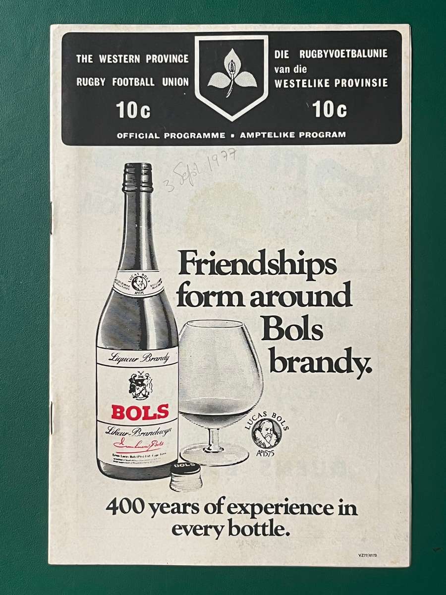 Rugby Programme - Western-Province vs Eastern-Province 03/09/1977