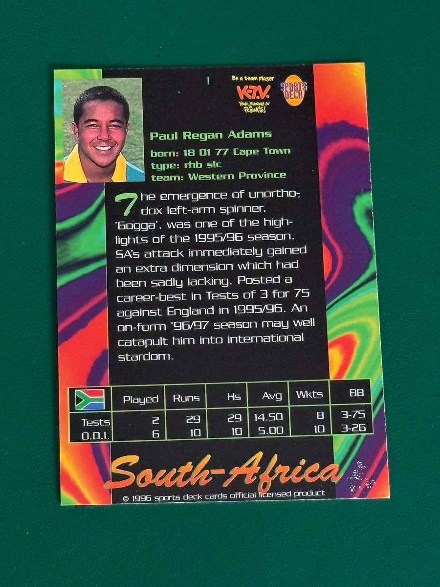 Cricket Card - Paul Adams 1996 Sportsdeck Cricket Card