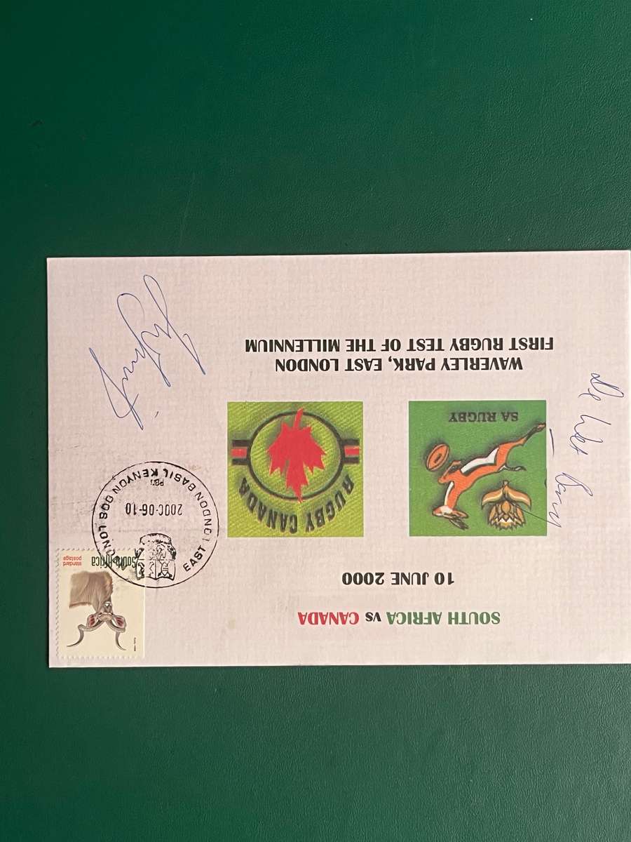 Rugby - *SIGNED* FDC/First Day Cover South-Africa vs Canada 10/06/2000