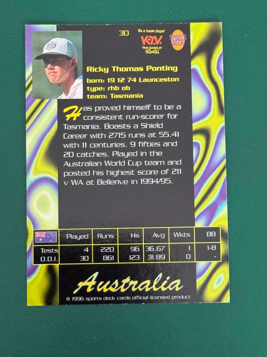 Cricket Card - Ricky Ponting 1996 Sportsdeck Cricket Card